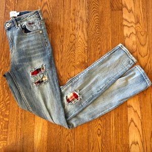 Pacsun Medium Wash Plaid Ripped Jeans